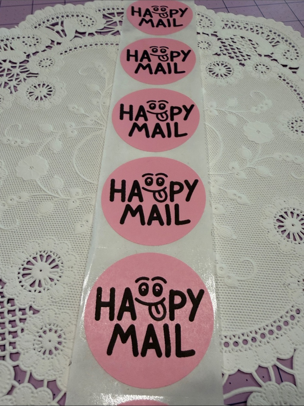 2” Happy Mail Pink Round Sticker Labels set of 100